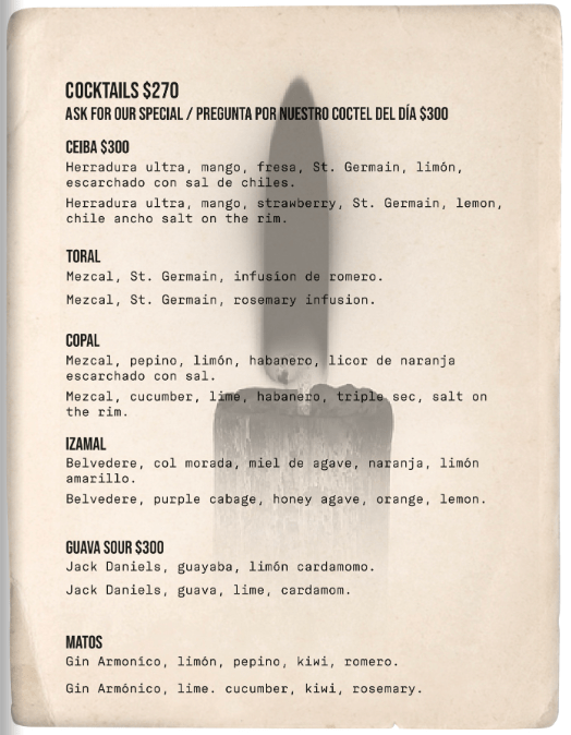 casa jaguar menu